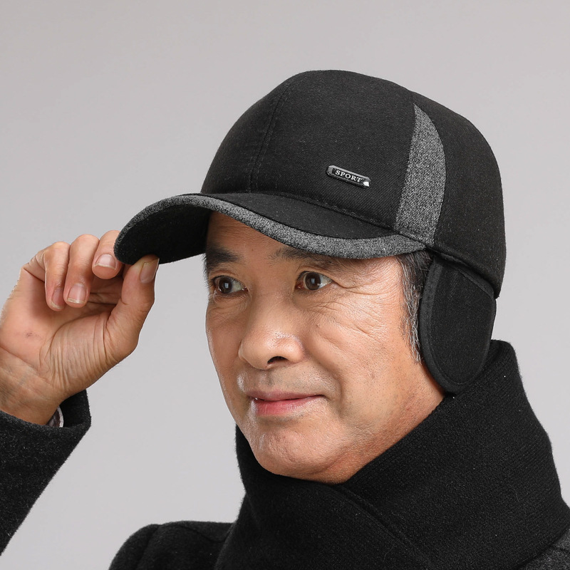 老年人帽子男士秋冬棒球帽中老年保暖爸爸护耳帽加厚老人鸭舌帽潮