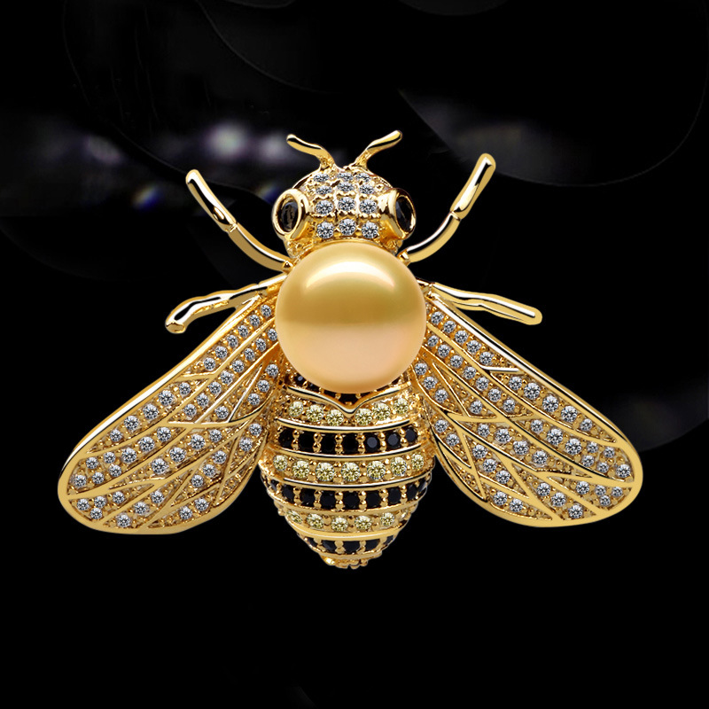 赵丽颖同款蜜蜂珍珠胸针女防走光扣神器领口别针高档胸花衣服配饰