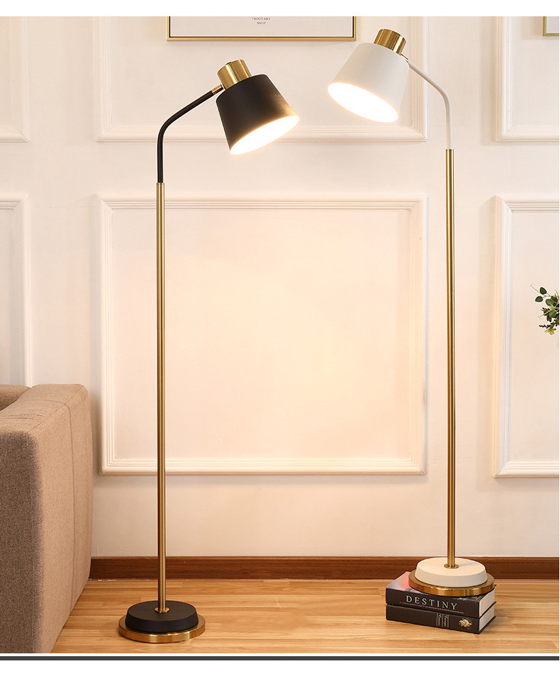 现货酒店工程样板房金色落地灯 客厅沙发装饰美式灯罩led落地台灯