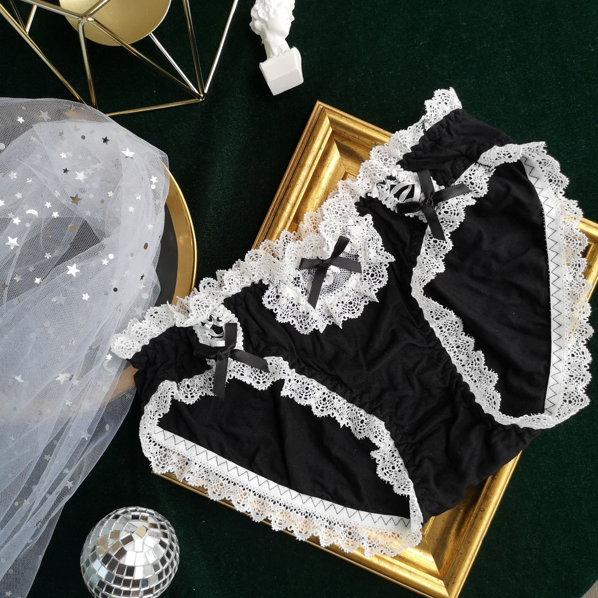 制服女仆莫代尔内裤暗黑 少女蕾丝低腰内裤棉质日系lolita风