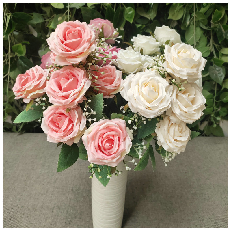 Domestic Ornaments 9 Imperial Concubine Emulational Rose Flower Bouquet Photography Props Fake Flower for Wedding Ornamental Flower Wholesale