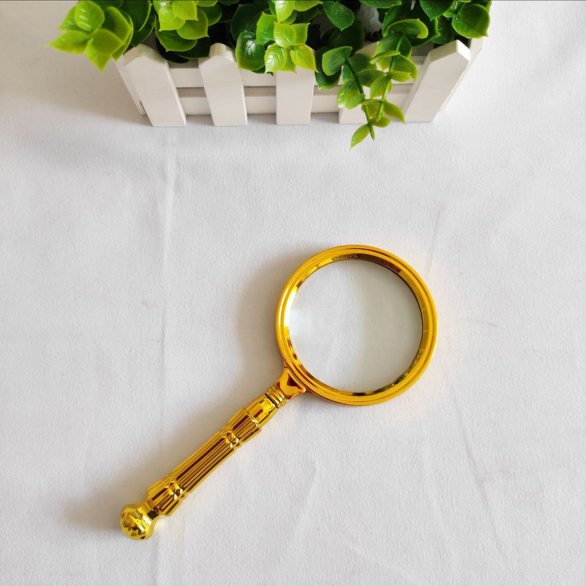 精品金色手持放大镜 80mm 金色香槟双色 6-7倍