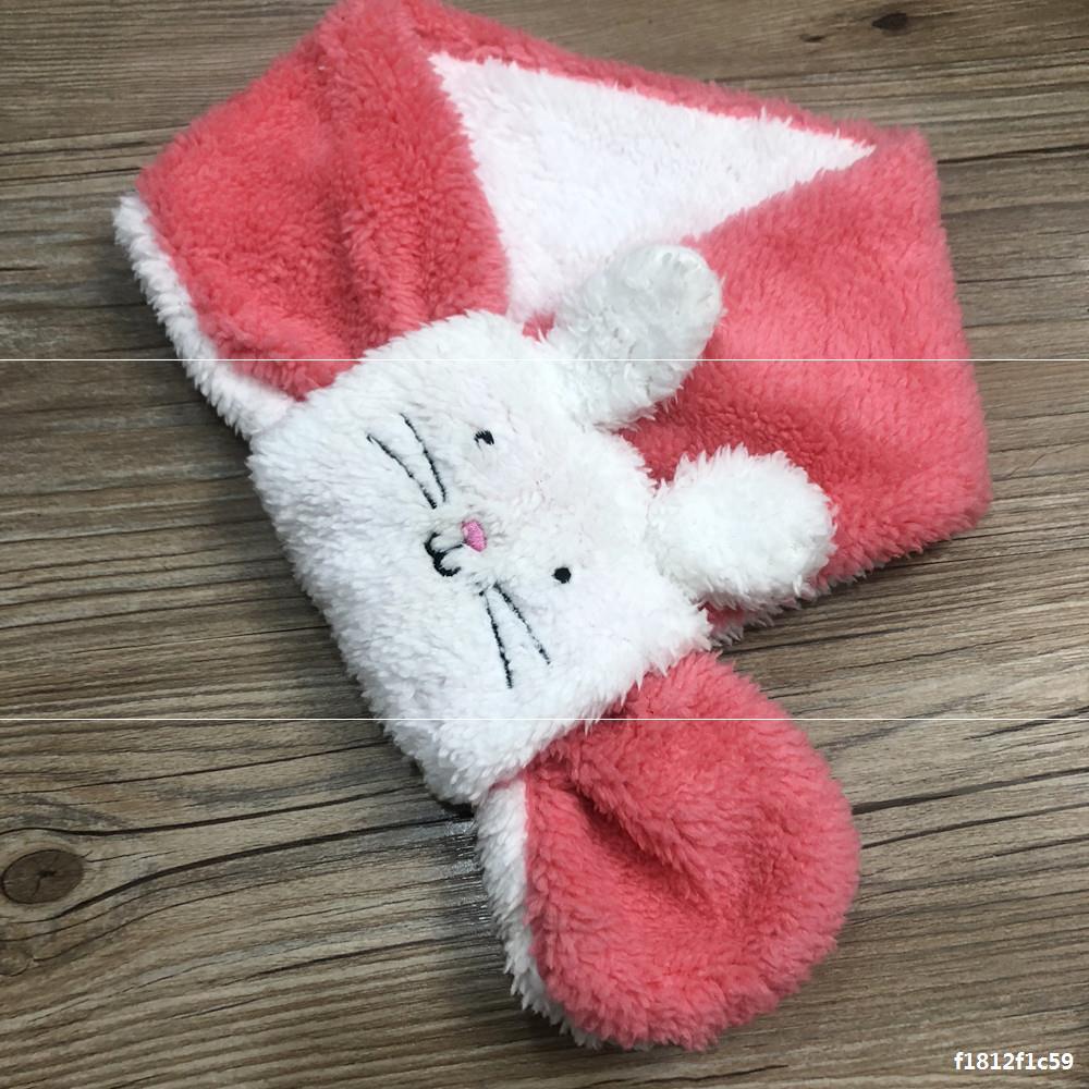 f135可爱儿童小兔子耳朵围巾 色动物儿童亲子毛绒围巾韩版围脖