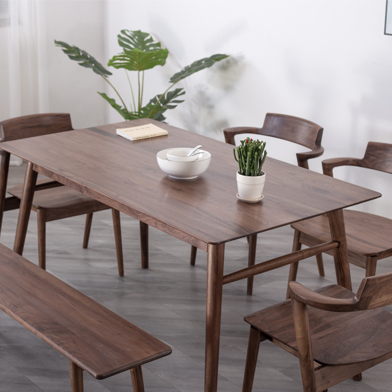 北欧实木胡桃木餐桌椅组合现代简约家用小户型 樱桃木玄关桌家具