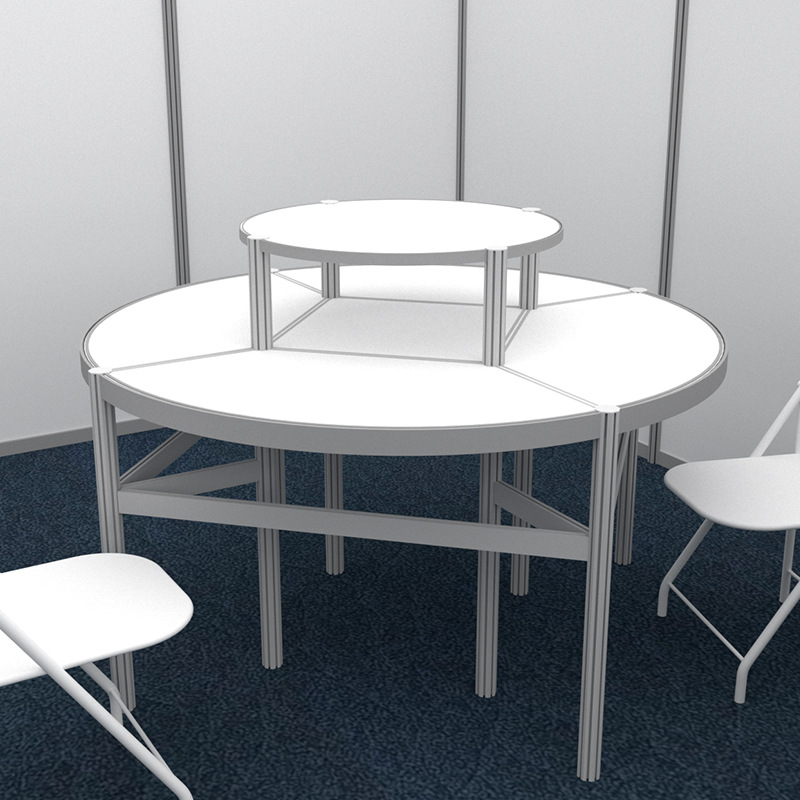 展会圆形八棱柱桌子定制会展中心标摊展位铝合金便携可拆卸式桌子