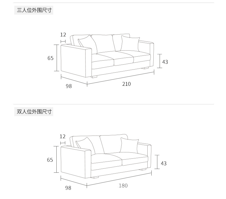 北欧布艺沙发小户型组合现代简约可拆洗客厅整装三人四人位乳胶
