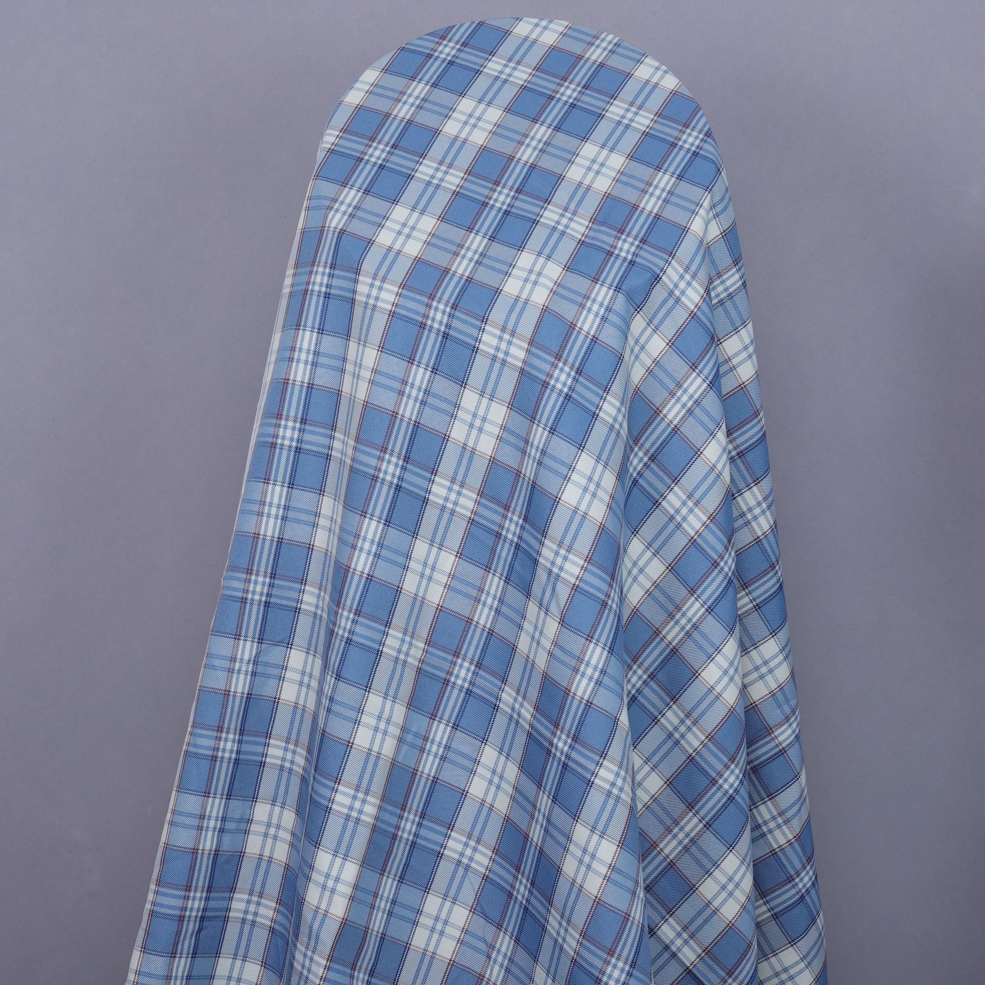 全涤色织斜纹蓝色格子布jk制服百褶短裙休闲服装连衣裙面料现货