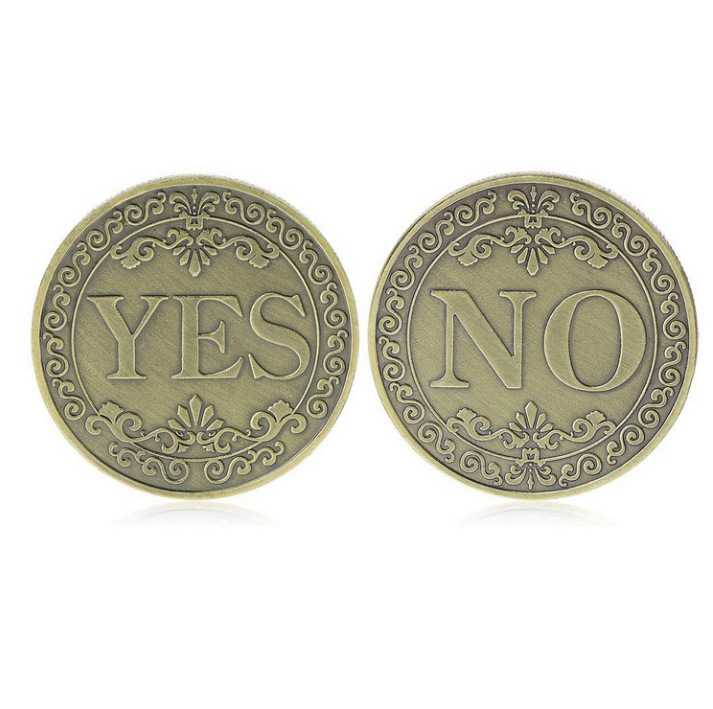 yes or no 金属纪念币 魔术玩具币 抛硬币花纹图案收藏币 工艺品