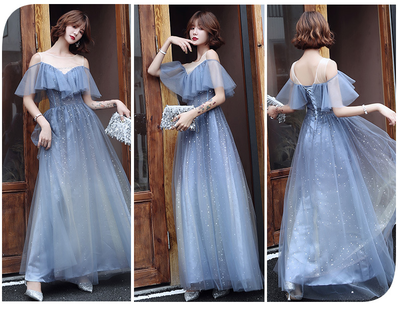 伴娘服2022新款仙气质蓝色伴娘团礼服女姐妹裙年会晚礼服长款春季