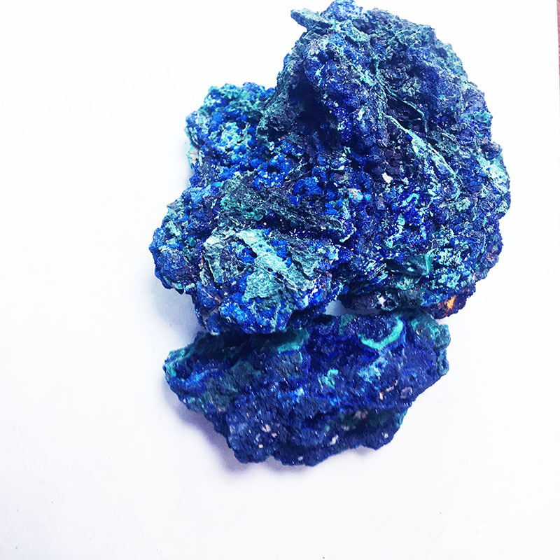 天然蓝铜矿孔雀石共生体原石矿物晶体蓝铜矿摆件高纯度收藏孔雀石