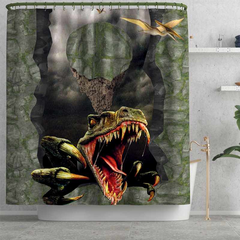 2020 New Repulsive Addiction Kweichow Moutai Dinosaur Printing Domestic Toilet Floor Mat Thickened Mildew-Proof Shower Curtain E-Commerce Supply