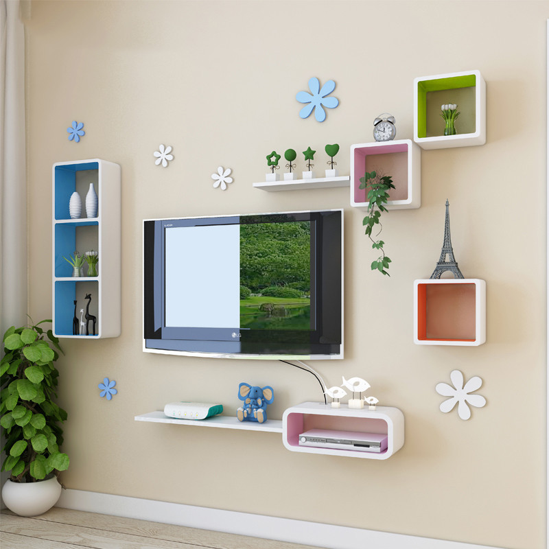 电视墙置物架壁挂创意格子客厅电视背景墙装饰架影视墙壁挂格子柜