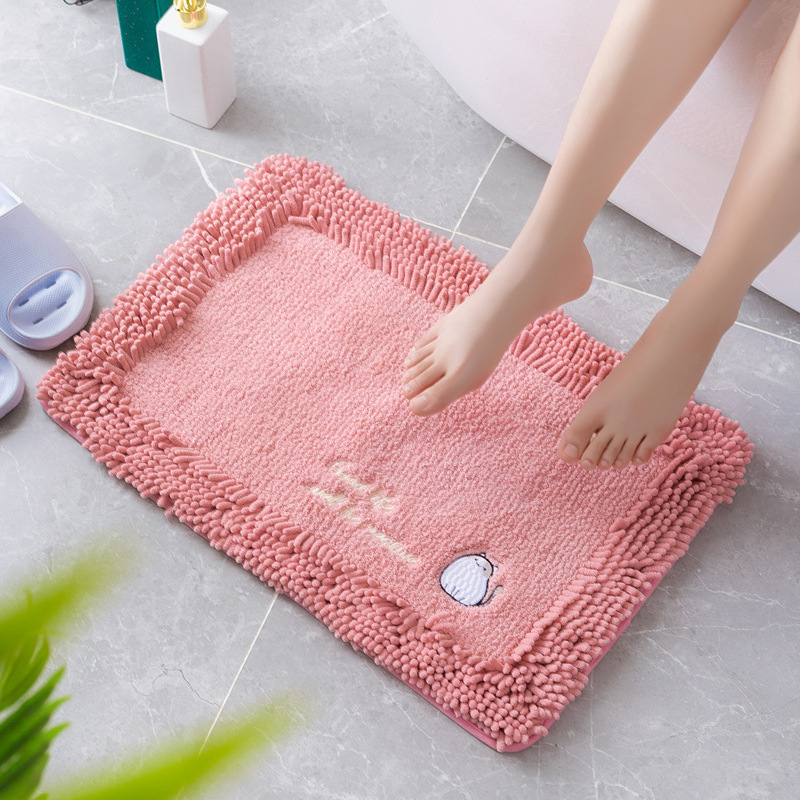 Solid Color Cartoon Chenille Floor Mat Bathroom Living Room Door Mat Grained Wool Mat Factory Customization