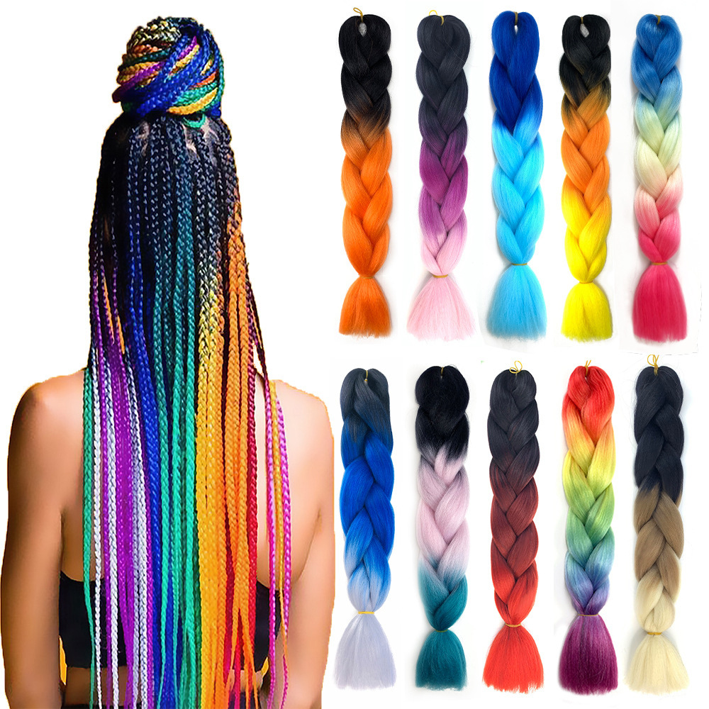 wholesale dirty braid hair extension braid african gradient color big braid european and american wig wholesale foreign trade chemical fiber wig