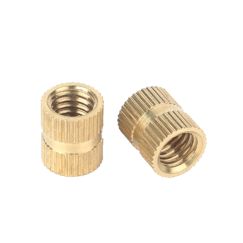 通孔滚花铜螺母 铜镶嵌件 铜预埋件 m1.4m1.6m2m2.5m3 注塑铜螺母