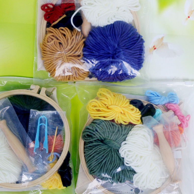 源头工厂戳戳绣毛线绣加油鸭diy手工制作材料包搓搓绣抖音解压