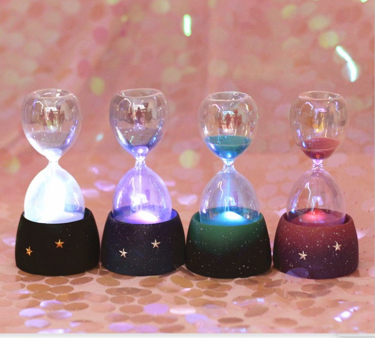 新款浪漫星空带灯桌面沙漏计时器书桌工艺品礼品树脂摆件家居装饰