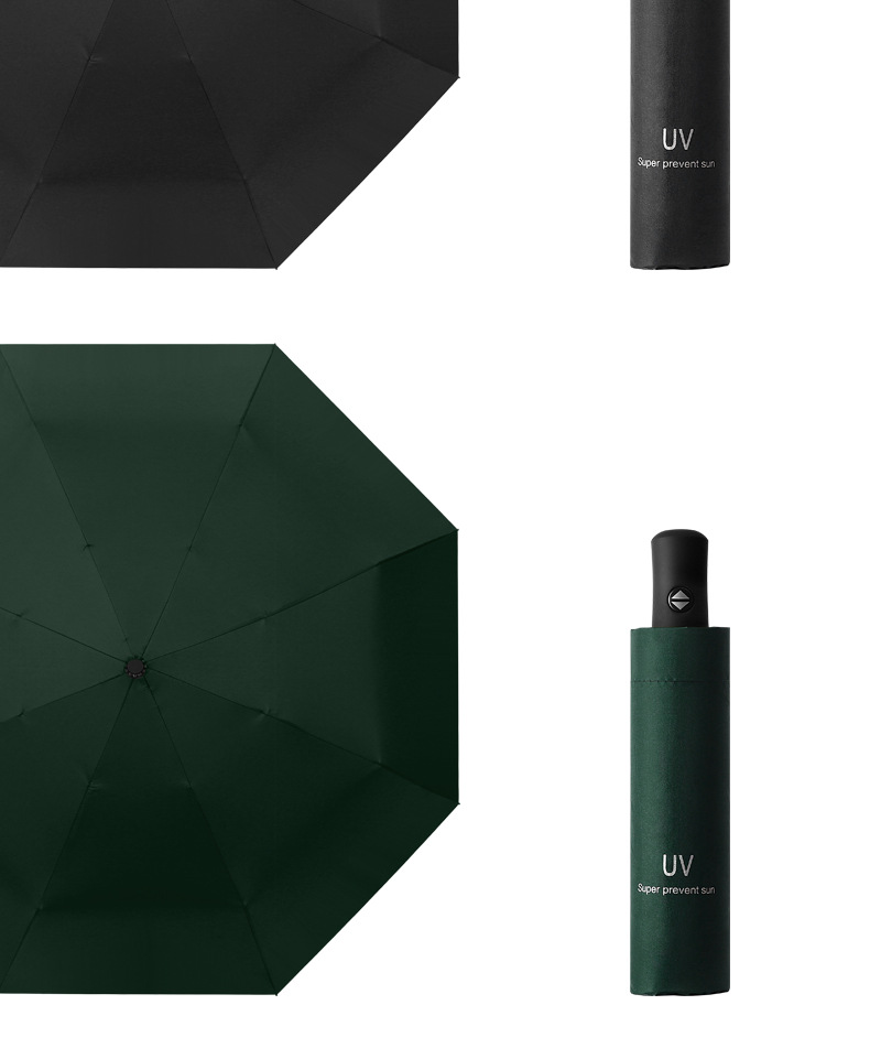 全自动uv黑胶遮阳伞三折晴雨两用折叠防晒定订制logo广告礼品雨伞