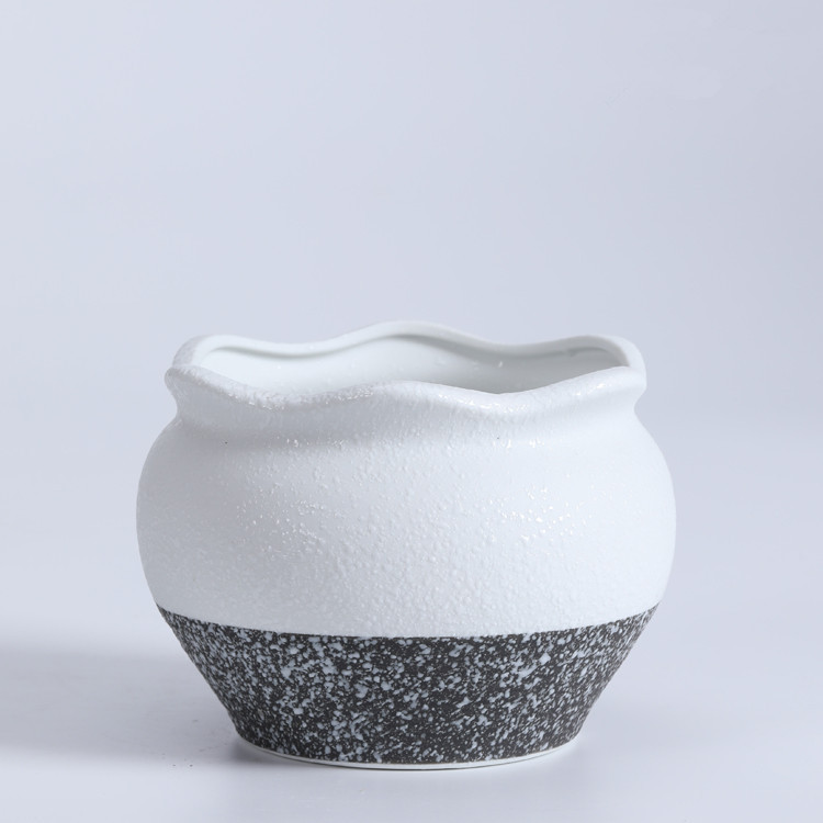 跨境热卖大号陶瓷绿植花盆创意田园雪花白瓷多肉花盆盆栽批发清仓