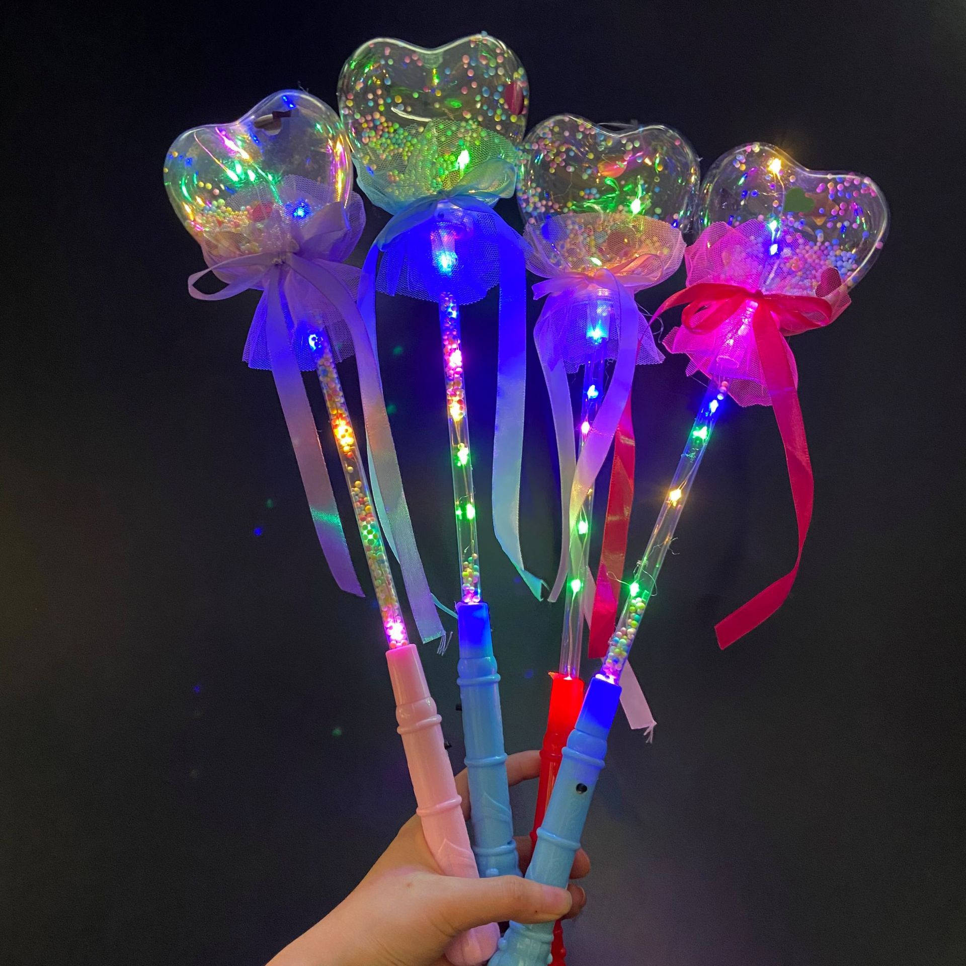 地摊货源 儿童发光玩具网红led闪光星空球魔法棒仙女棒发光卡通球