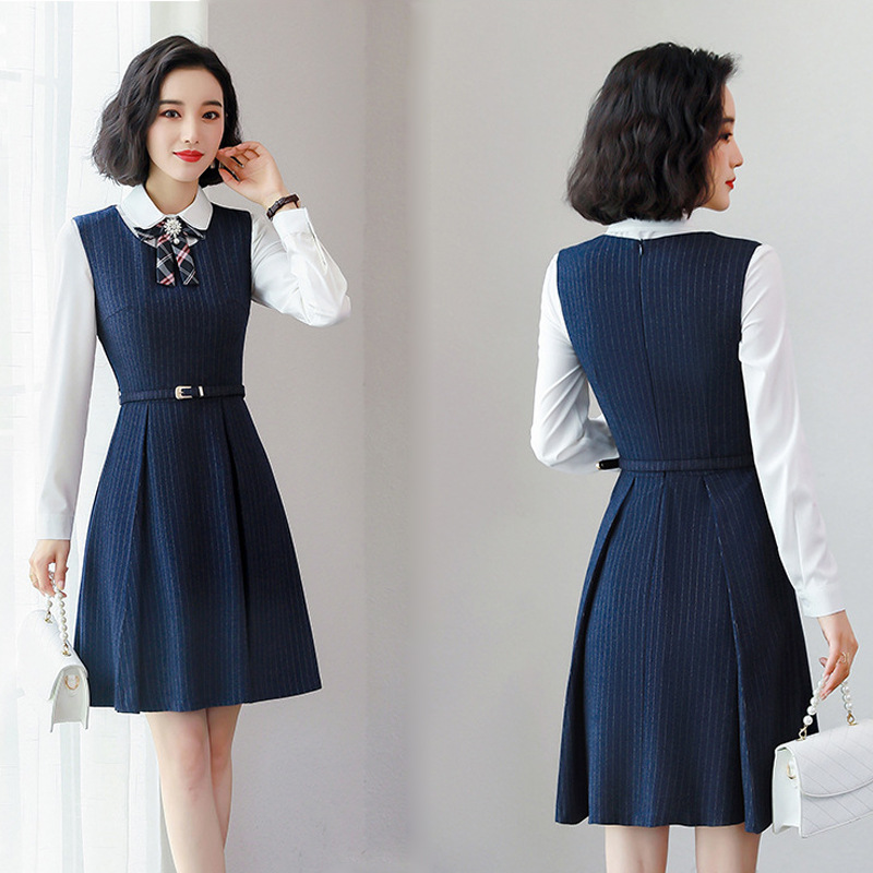 幼儿园教师园服工作服女幼师连衣裙秋冬季职业装面试套装老师服装