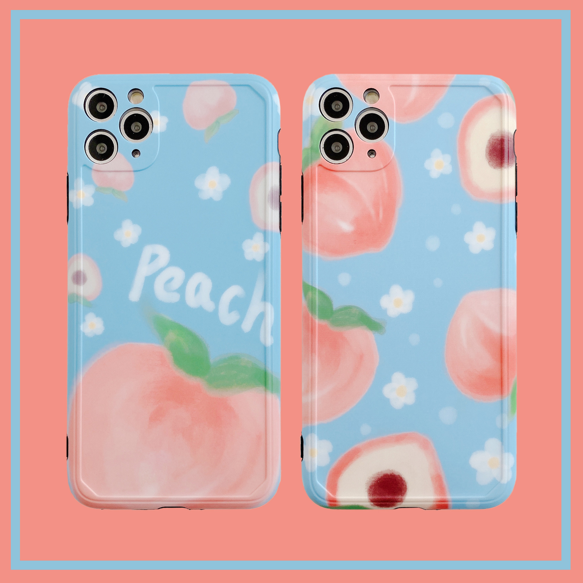 新款苹果11夏天水蜜桃手机壳iphonexs max磨砂imd全包软壳8p适用