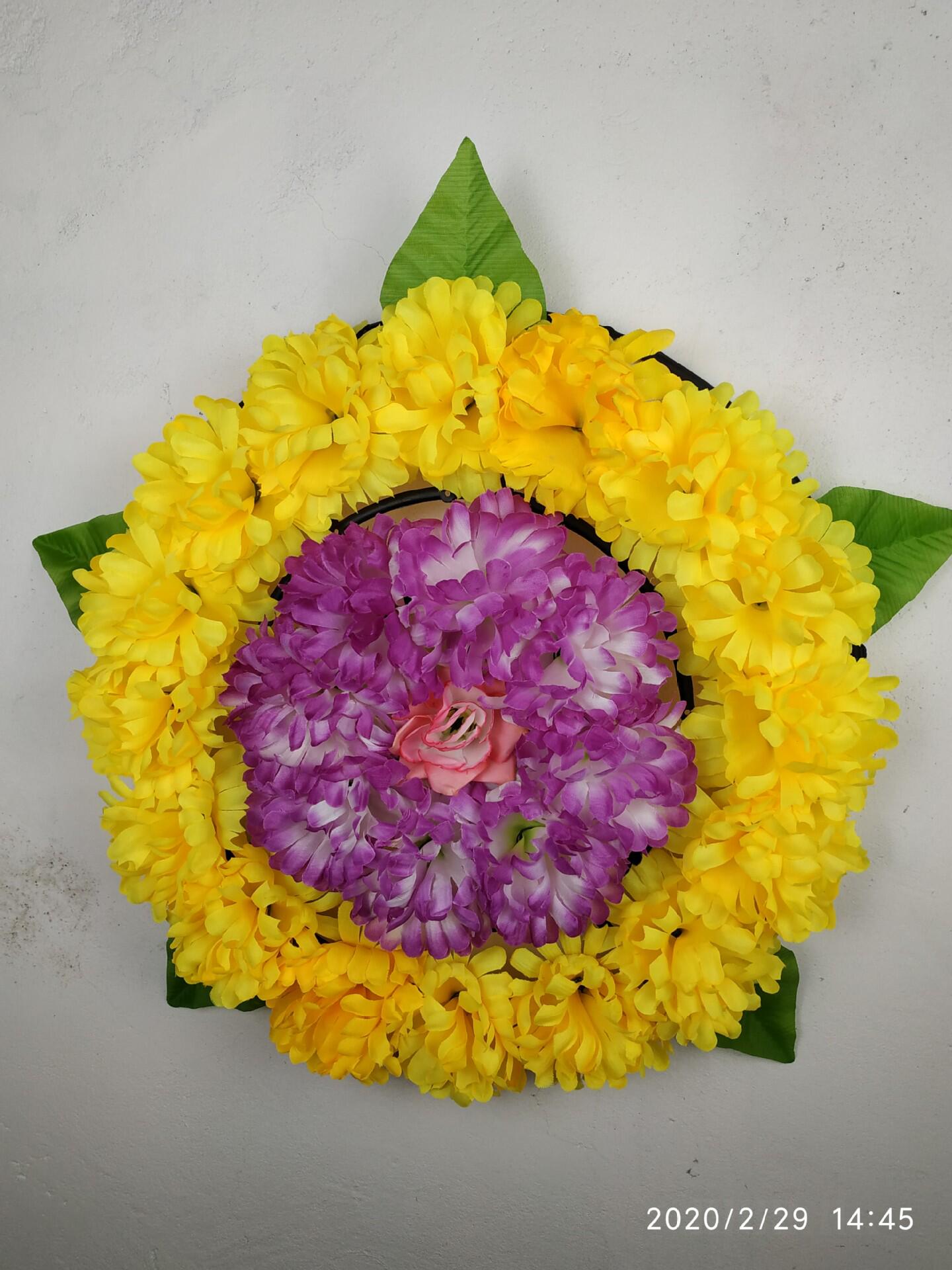 祭祀菊花圈仿真花清明花环人造花批发殡葬祭祀用品花环50小菊花环