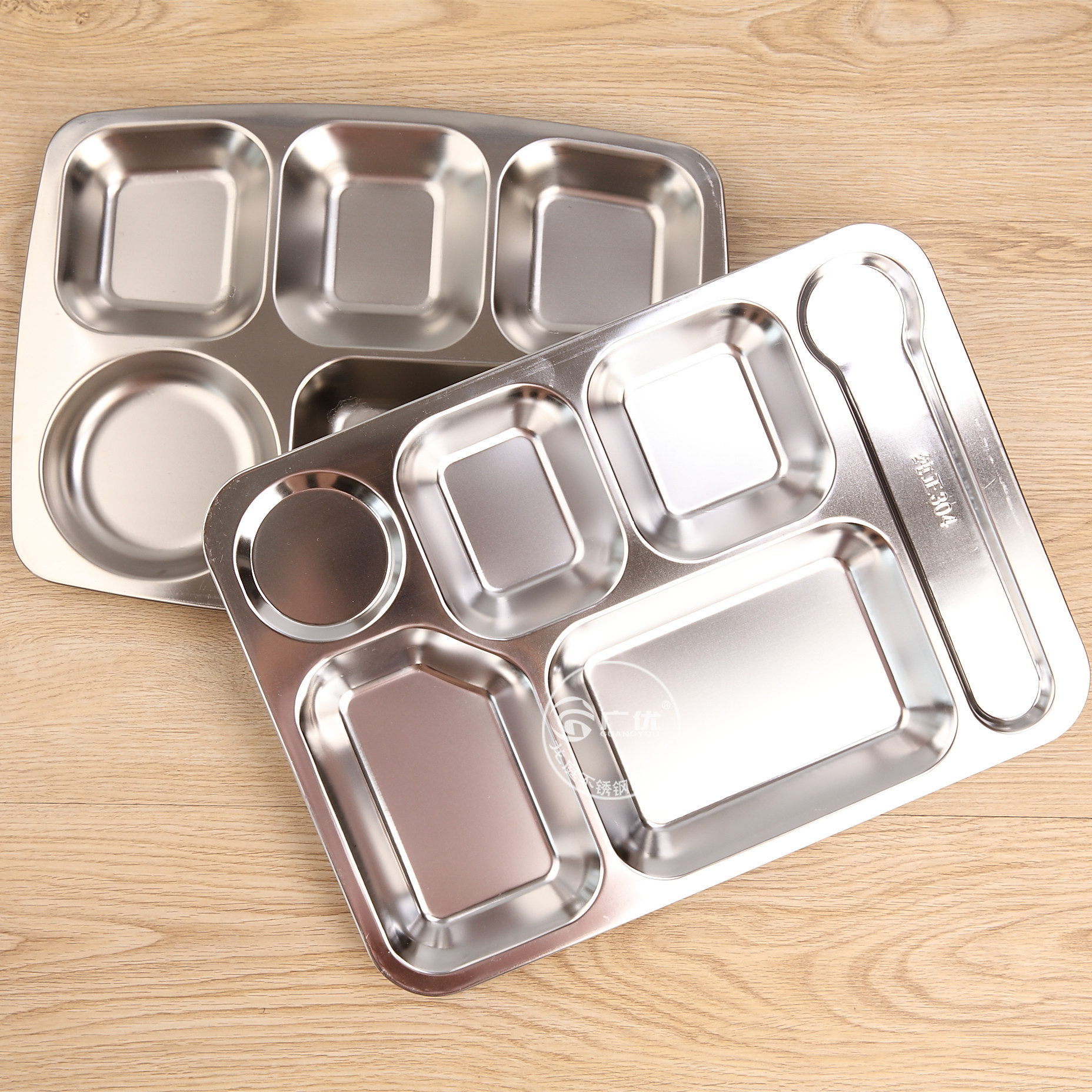 304不锈钢快餐盘 学校学生员工餐盘304分格快餐盘大六格快餐盘