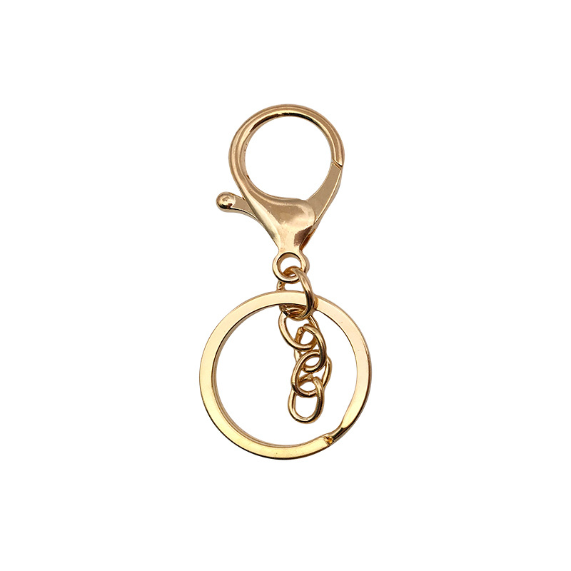 Wholesale Keychain Ring Chain Metal Pendant Snap Hook Door Latch Lobster Buckle Three-Piece Set Color Retention Plated DIY Ornament Accessories
