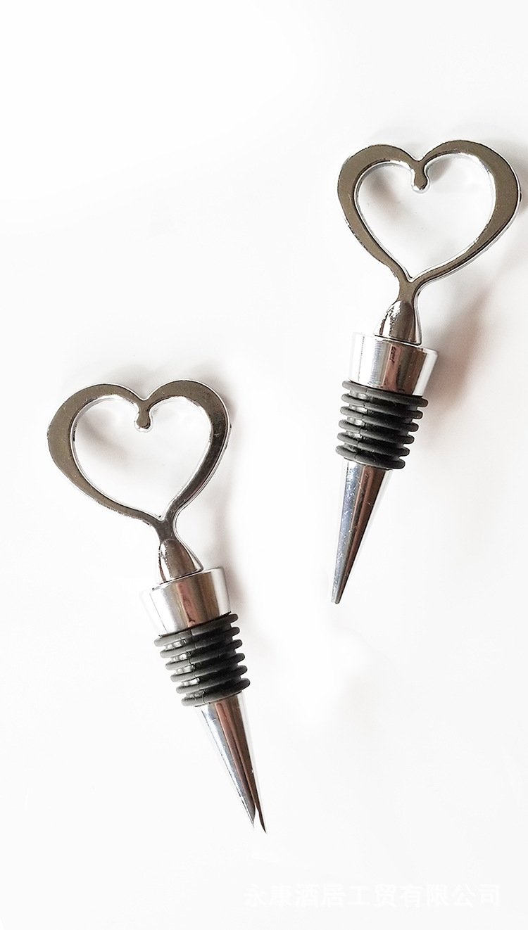 厂家直销金属斜心酒塞婚庆酒瓶塞饰品酒水密封保鲜红酒塞定制logo