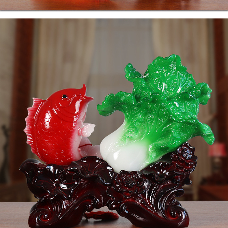 百财有余招财鱼摆件白菜现代简约家居客厅酒柜电视柜装饰品工艺品