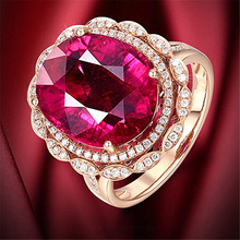 热卖ins彩色红宝石戒指 气质大克拉豪镶锆石戒指满钻开口戒指