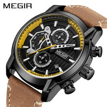 MEGIR美格尔2104男士手表小三针多功能运动硅胶石英手表watch men