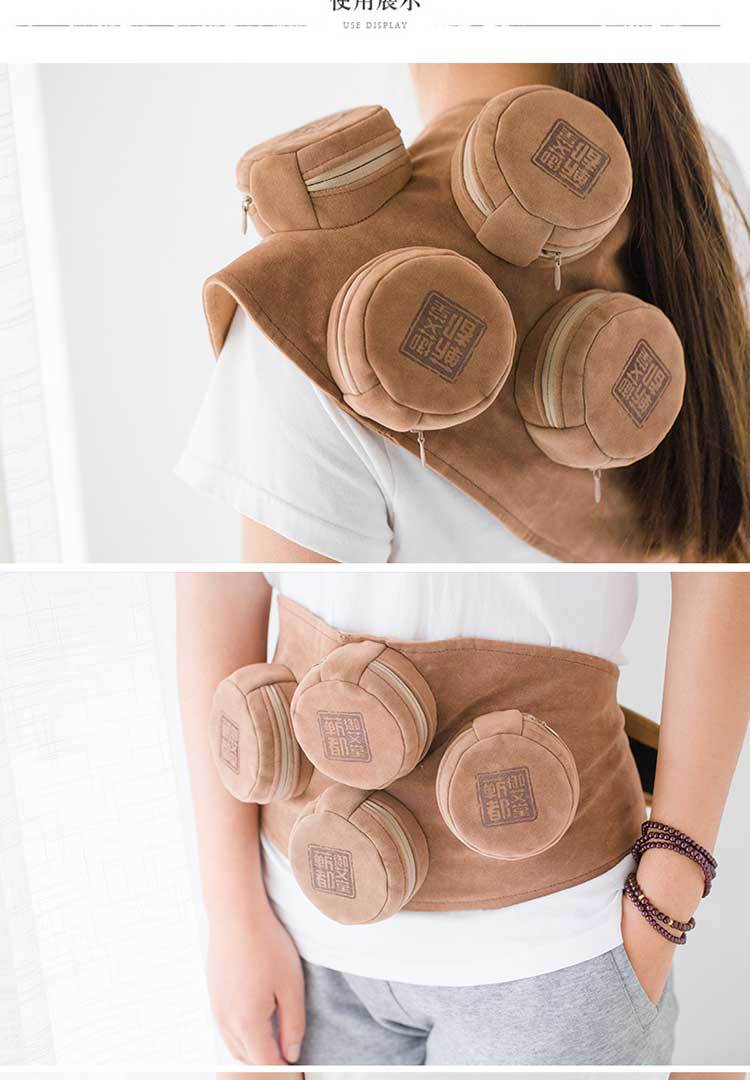 蕲都御艾堂厂家直销四联纯铜无烟随身灸 腰腹部艾灸盒一件代发