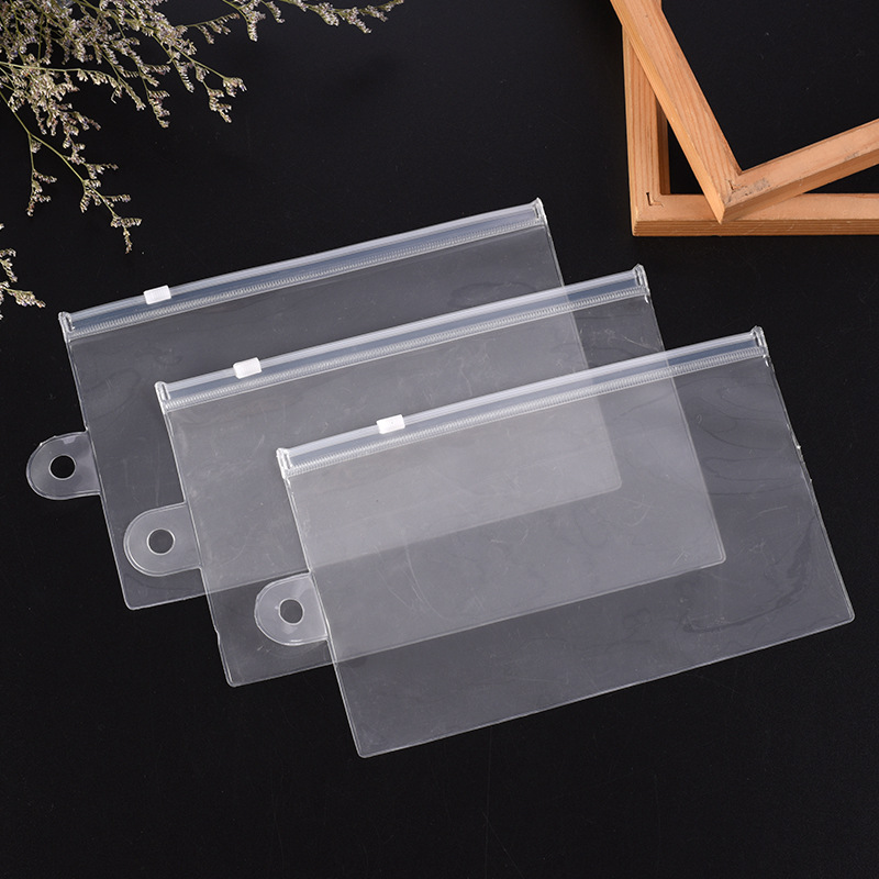 in Stock Wholesale Stationery Cosmetics Transparent Plastic Bag Jewelry Ornament Bangle Jewelry Packaging Bag Pvc Zipper Bag
