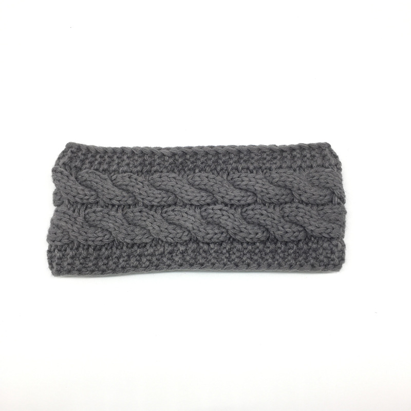 Factory Direct Sale Autumn and Winter Double Layer Warm Headband Wool Hair Band Knitted Warm Headband out Cover Gray Hair Hair Band