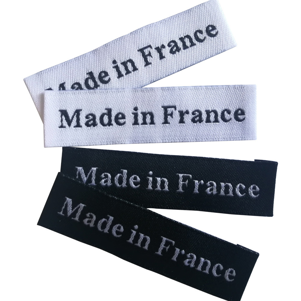 现货服装布标 法国产地织唛标签  made in france  领标衣服织标