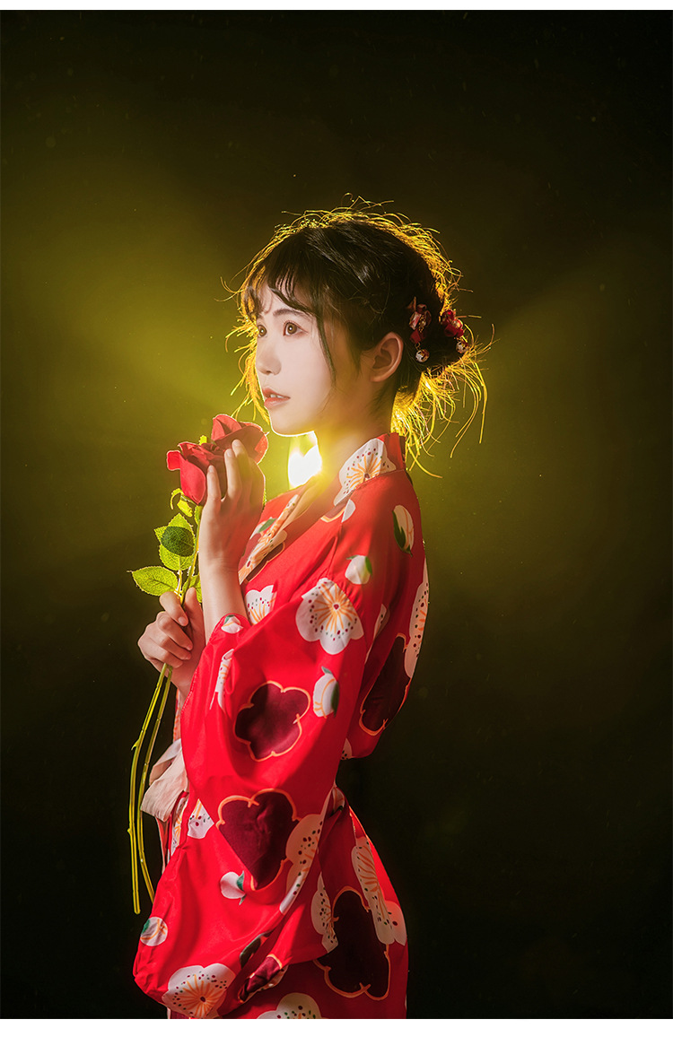 神明少女cos和服影楼个人写真主题拍照服装日系复古红色樱花和服