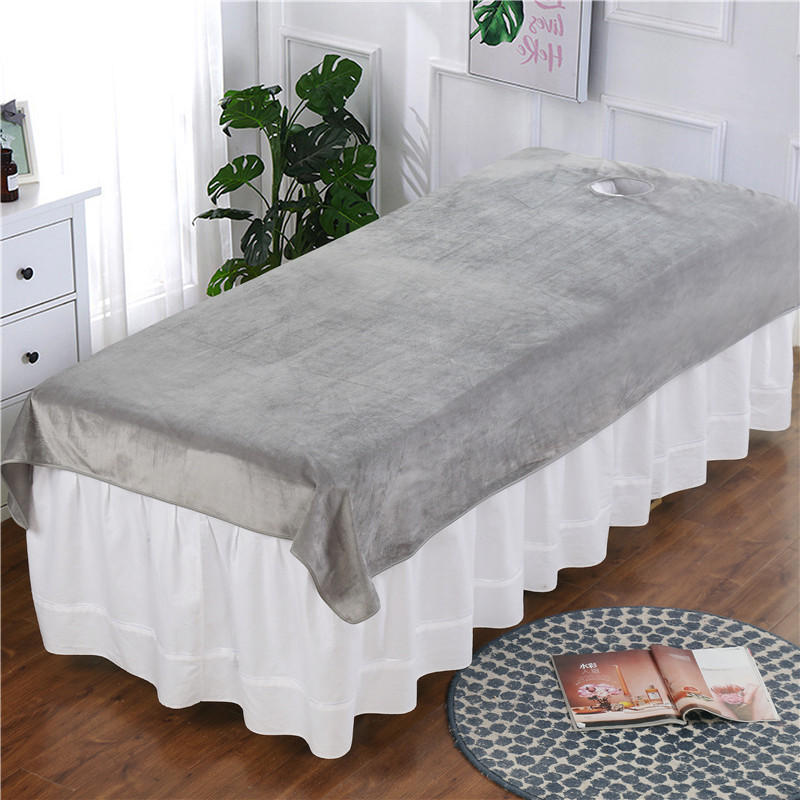 水晶绒美容院专用床单理疗推拿按摩养生美容床单带洞纯色保暖舒适