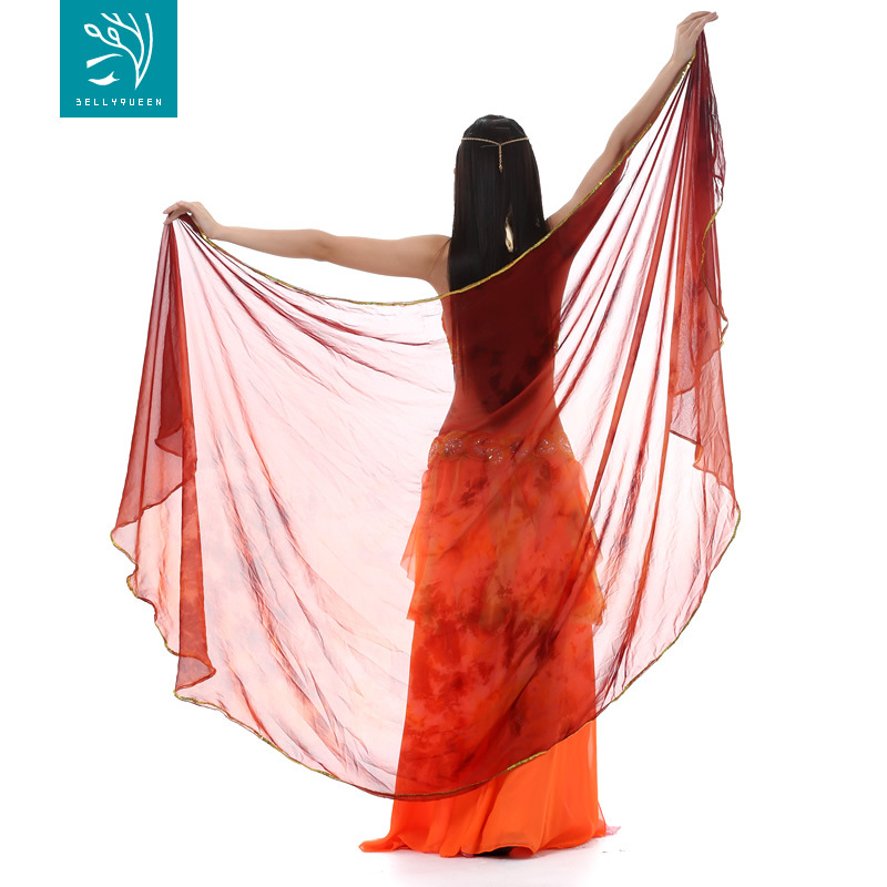舞娘 新款250x120cm雪纺扎染半圆纱巾 肚皮舞手纱巾 肚皮舞纱巾舞