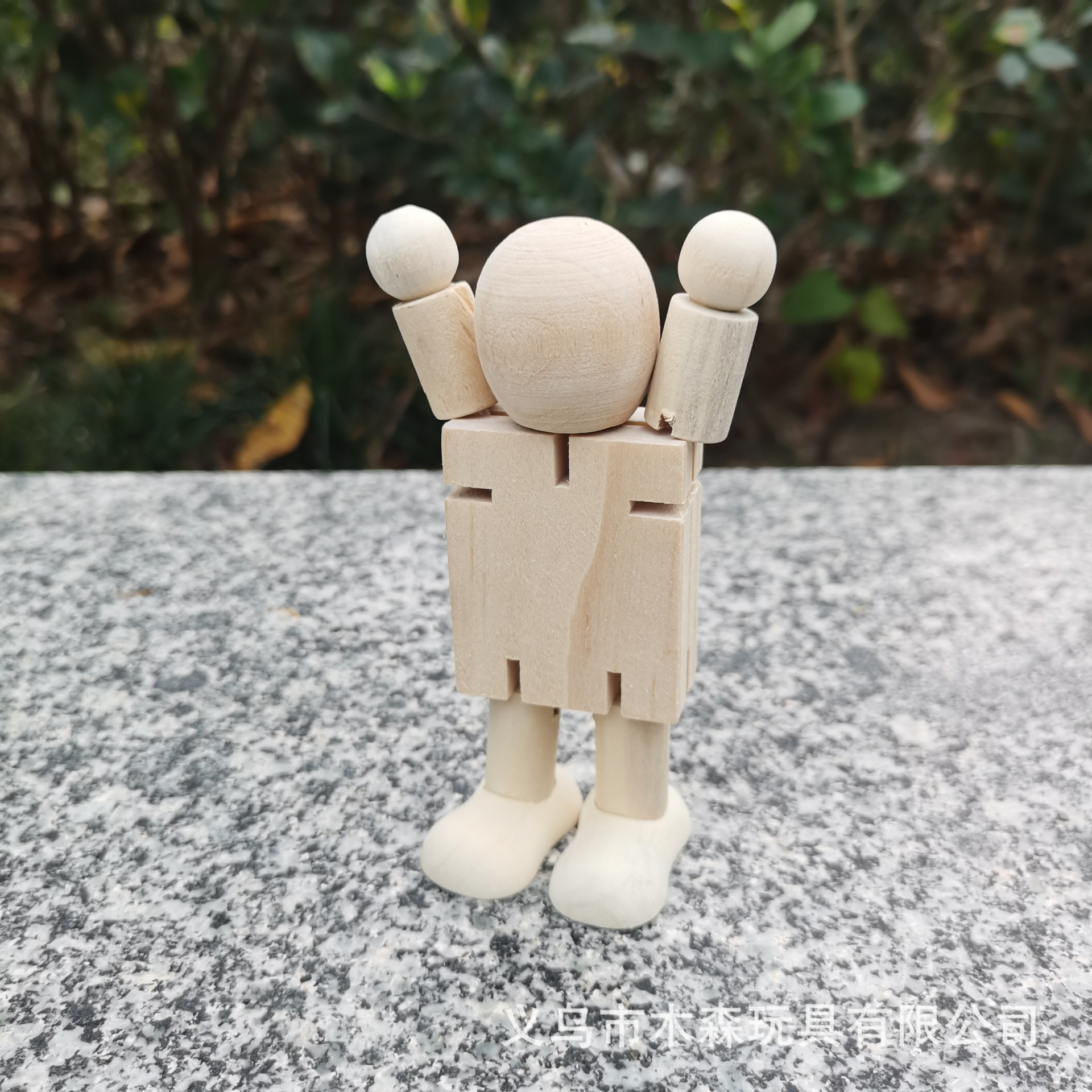 木质diy白胚机器人素胚原木制变形木头人涂鸦关节百变木偶益智类