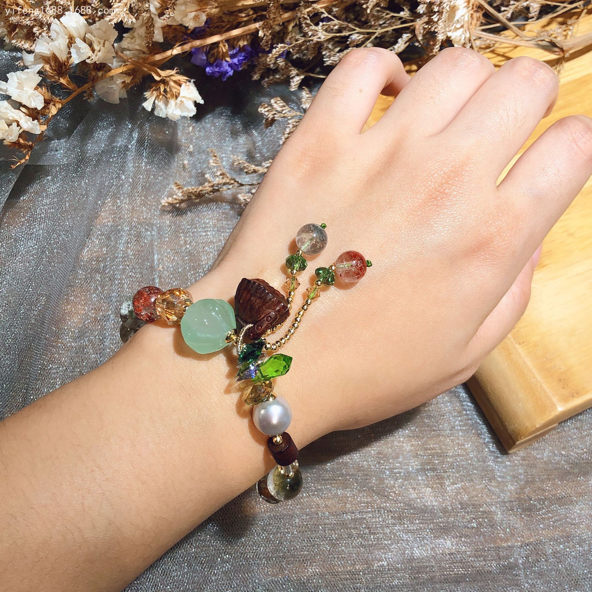 四季幽灵巴山玉南瓜福瓜莲蓬吊坠手串手链女奥地利水晶饰品彩宝