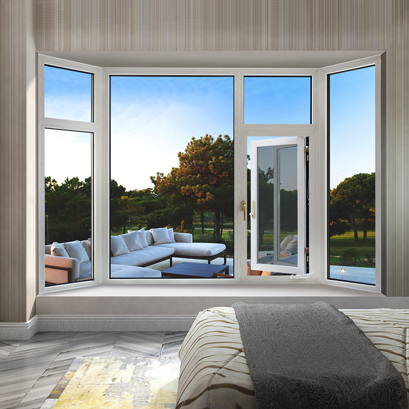 家装门窗铝合金飘窗断桥窗纱一体双层钢化中空玻璃平开窗推拉窗