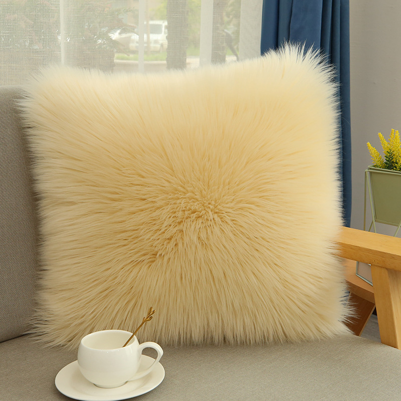 Cushion Plush Pillow Cover Cushion Wool-like Winter Plush Pillow Sofa Household Pillow without Core