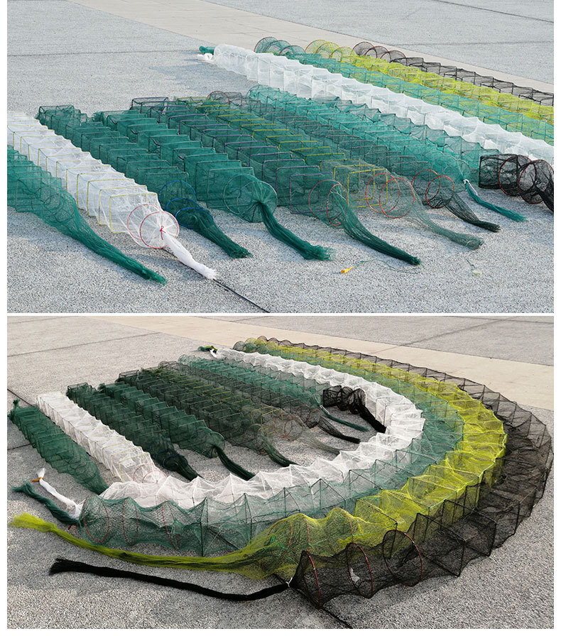 5米7节4洞虾笼渔笼龙虾笼渔笼专用折叠抓河虾黄鳝笼