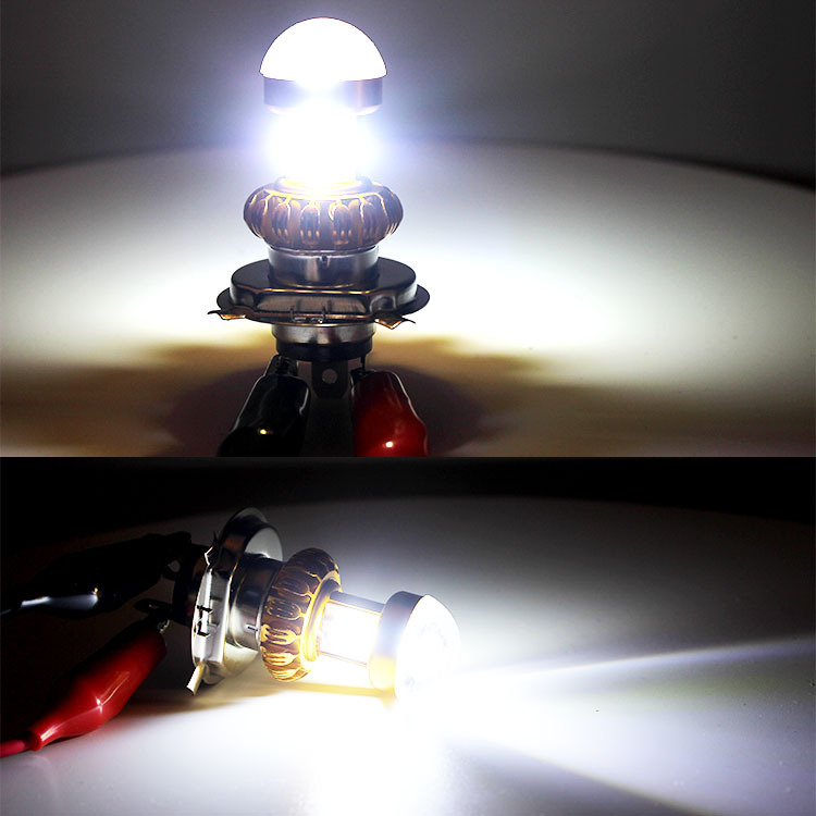 电动车大灯cob三面发光带透镜聚光超亮 摩托车led大灯 内置灯泡