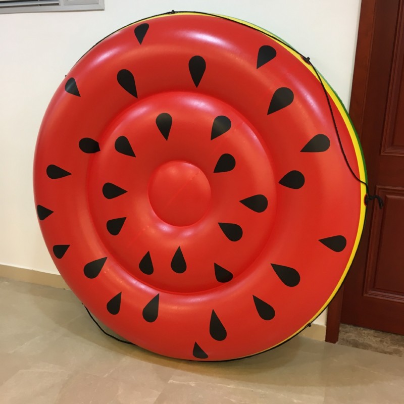bestway特大号双人充气西瓜浮岛情侣水上漂流水果浮排漂流床43140