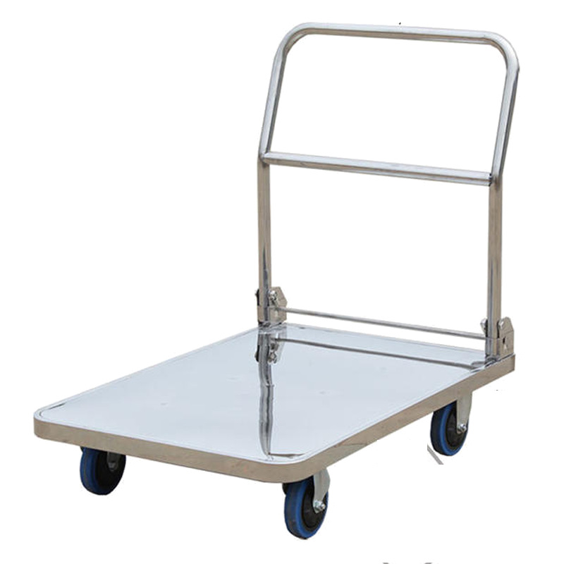 杰适不锈钢平板车折叠手推车静音小拉车四轮拉货板车304不锈钢304