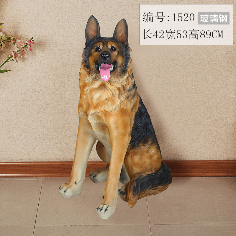 One Piece Dropshipping Creative Home Decoration Simulation Animal German Shepherd Decoration German Shepherd Dog GRP Sculpture Simulation Dog Decoration