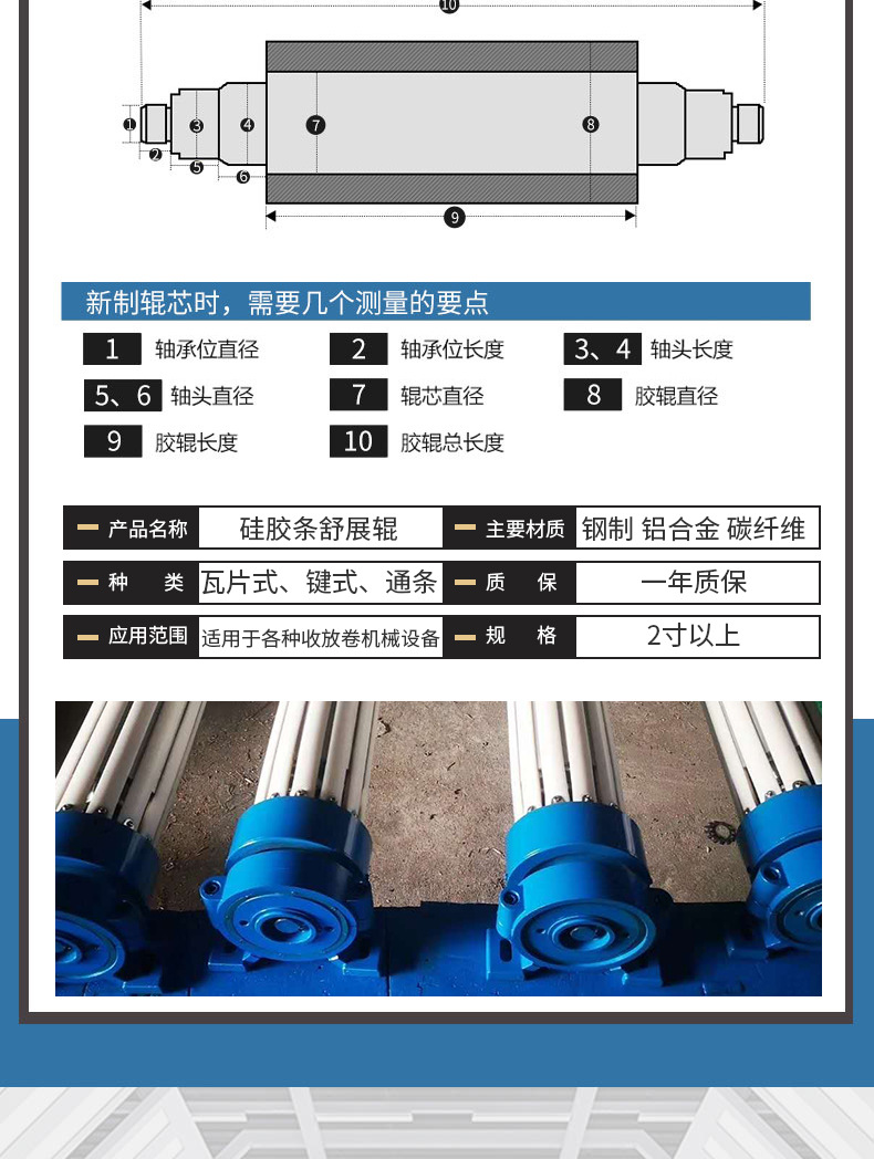 批发供应高转速无纺布 设备轴向辊硅胶条舒展辊,展平辊